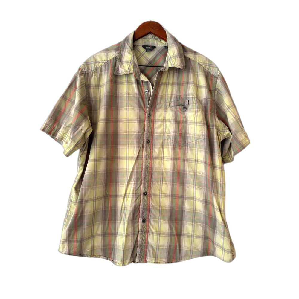 Royal Robbins Green Plaid Button Front Shirt Short Sleeves XL Outdoors Gorpcore
